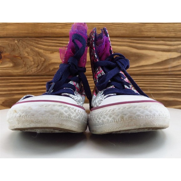 Converse Sz 1 Shoes Girls Youth Sneaker Purple Fabric Lace Up - Picture 2 of 10
